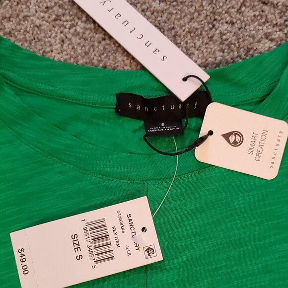 Sanctuary Twist Front Cropped Shirt Green Small New - Picture 2 of 4